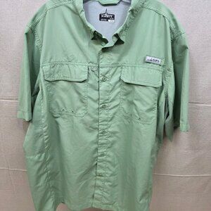 HabiShirt Mens XL Short Sleeve UPF Solar Fishing Vent Back Lightweight Green